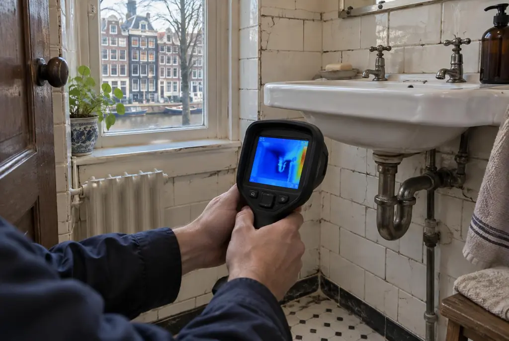 Lekdetectie Opheusden – badkamer met oude leidingen achter de tegels