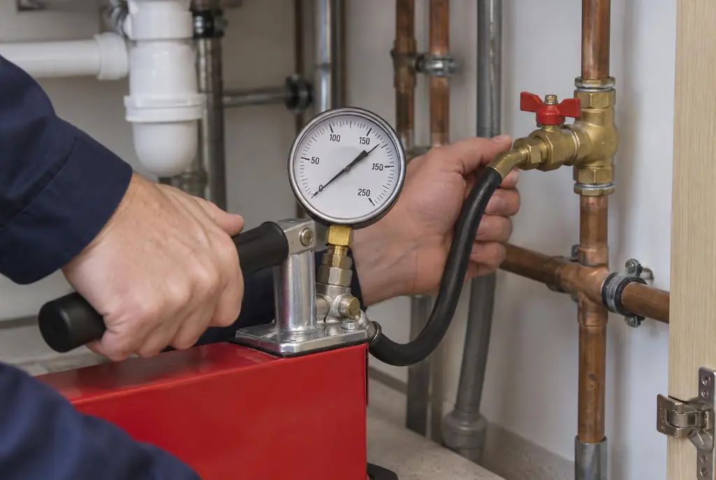Lekdetectie Opheusden – druktest op een waterleiding met een manometer