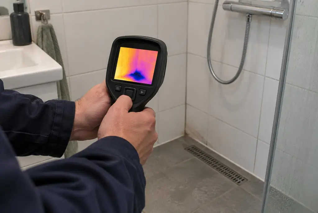 Lekdetectie Opheusden – lekdetectiespecialist met warmtebeeldcamera in een badkamer